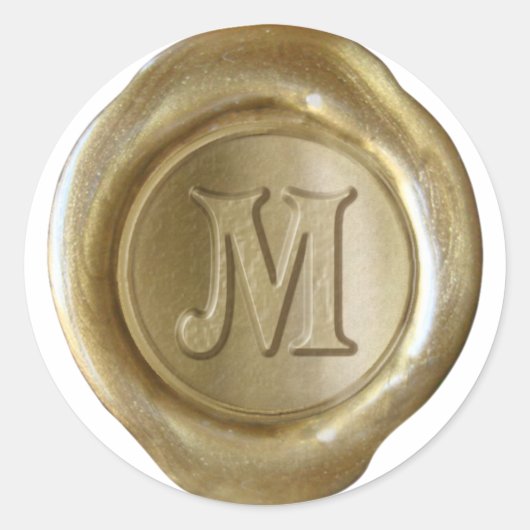 Wax Seal Monogram - Goud - Victoriaans M - Ronde Sticker (Voorkant)