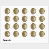 Wax Seal Monogram - Goud - Victoriaans $ - Ronde Sticker (Vel)