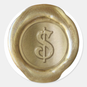 Wax Seal Monogram - Goud - Victoriaans $ - Ronde Sticker