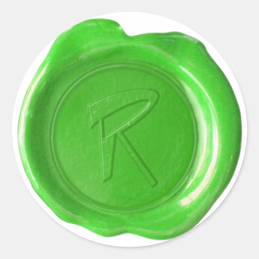Wax Seal Monogram - Groen - R - Ronde Sticker (Voorkant)