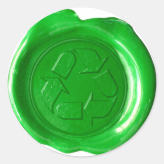 Wax Seal Monogram - Groen - Recyclen symbool - Ronde Sticker