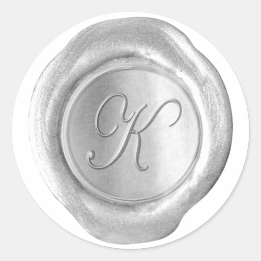 Wax Seal Monogram - Juah Silver - K - Ronde Sticker (Voorkant)