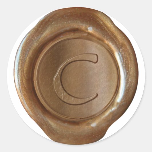 Wax Seal Monogram - Koper - Artistisch C - Ronde Sticker (Voorkant)