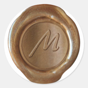 Wax Seal Monogram - Koper - Artistisch M - Ronde Sticker