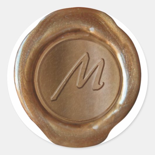 Wax Seal Monogram - Koper - Artistisch M - Ronde Sticker (Voorkant)