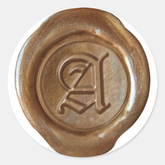 Wax Seal Monogram - Koper - Oude Engelse A - Ronde Sticker (Voorkant)