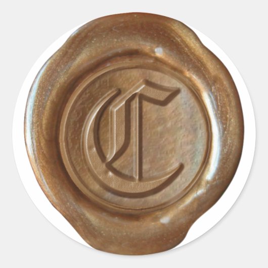 Wax Seal Monogram - Koper - Oude Engelse C - Ronde Sticker (Voorkant)