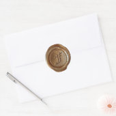 Wax Seal Monogram - Koper - Oude Engelse F - Ronde Sticker (Envelop)