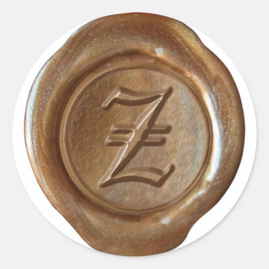 Wax Seal Monogram - Koper - Oude Engelse Z - Ronde Sticker (Voorkant)