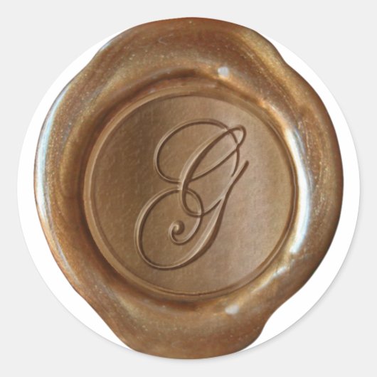 Wax Seal Monogram - Koper - Script G - Ronde Sticker (Voorkant)