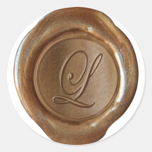Wax Seal Monogram - Koper - Script L - Ronde Sticker (Voorkant)