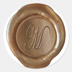 Wax Seal Monogram - Koper - Script M - Ronde Sticker