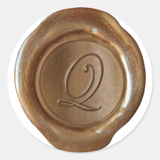 Wax Seal Monogram - Koper - Script Q - Ronde Sticker (Voorkant)