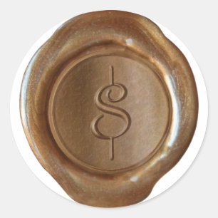 Wax Seal Monogram - Koper - Script $ - Ronde Sticker