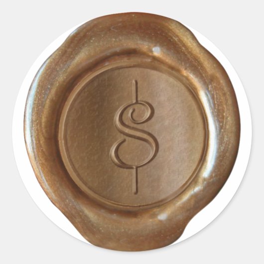 Wax Seal Monogram - Koper - Script $ - Ronde Sticker (Voorkant)