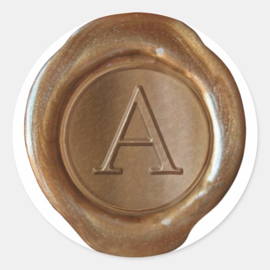 Wax Seal Monogram - Koper - Serf A - Ronde Sticker (Voorkant)