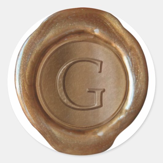 Wax Seal Monogram - Koper - Serif G - Ronde Sticker (Voorkant)