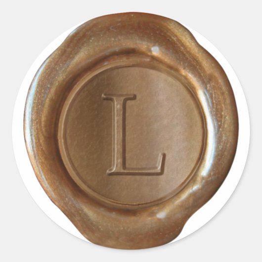 Wax Seal Monogram - Koper - Serif L - Ronde Sticker (Voorkant)