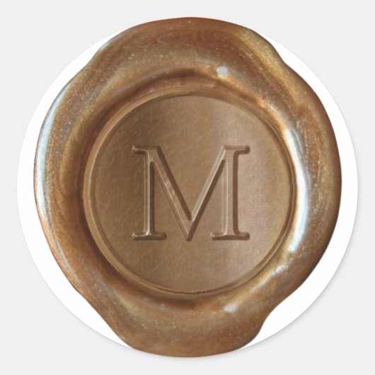 Wax Seal Monogram - Koper - Serif M - Ronde Sticker (Voorkant)