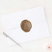 Wax Seal Monogram - Koper - Vet K - Ronde Sticker (Envelop)
