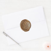 Wax Seal Monogram - Koper - Vet M - Ronde Sticker (Envelop)