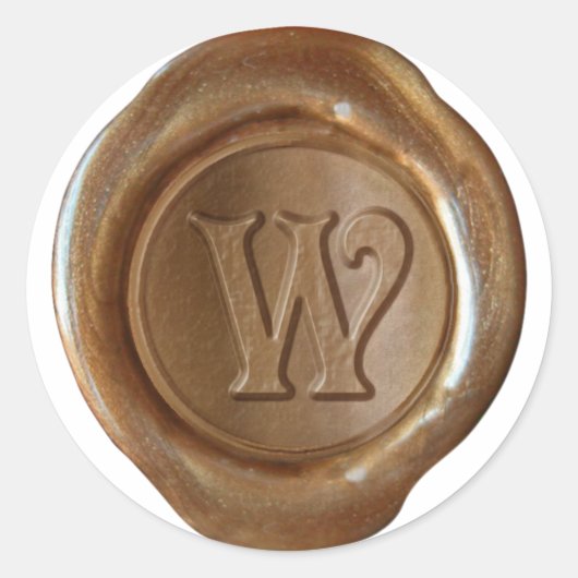 Wax Seal Monogram - Koper - Victoriaans W - Ronde Sticker (Voorkant)