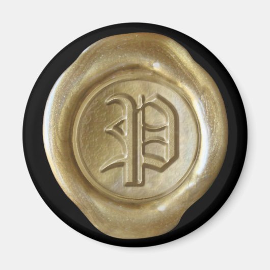 Wax Seal Monogram Magnet - Gold - Oud Engels - (Voorkant)