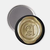 Wax Seal Monogram Magnet - Gold - Oud Engels - (Voorkant / Achterkant)