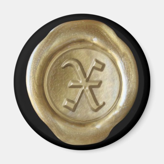 Wax Seal Monogram Magnet - Gold - Oud Engels - (Voorkant)