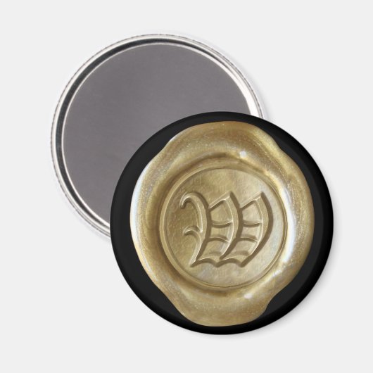 Wax Seal Monogram Magnet - Gold - Oud Engels - (Voorkant / Achterkant)