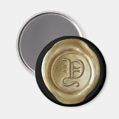 Wax Seal Monogram Magnet - Gold - Oud Engels - (Voorkant / Achterkant)