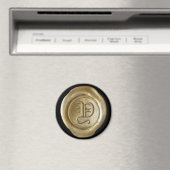 Wax Seal Monogram Magnet - Gold - Oud Engels - (Insitu (Vaatwasser))