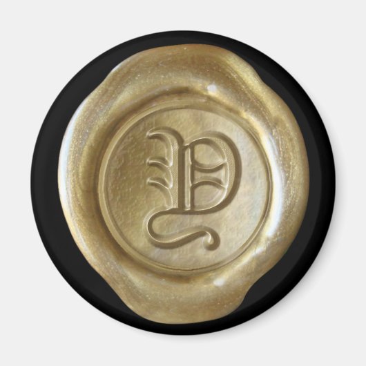 Wax Seal Monogram Magnet - Gold - Oud Engels - (Voorkant)