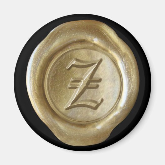 Wax Seal Monogram Magnet - Gold - Oud Engels - (Voorkant)