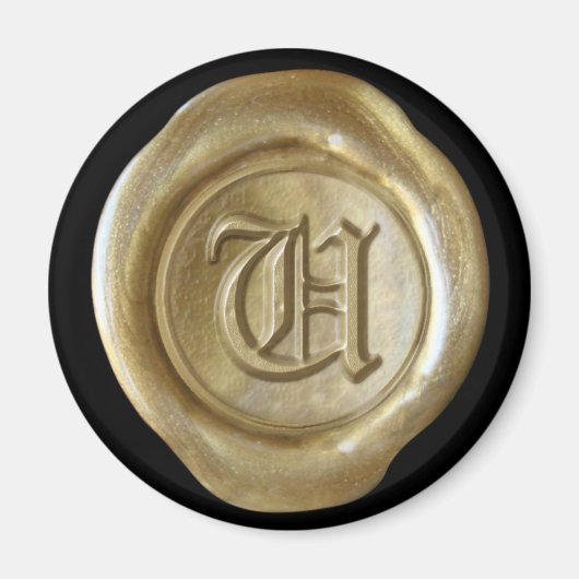 Wax Seal Monogram Magnet - Gold - Oud Engels - (Voorkant)