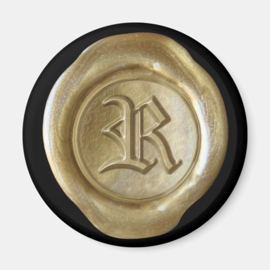 Wax Seal Monogram Magnet - Gold - Oud Engels - (Voorkant)
