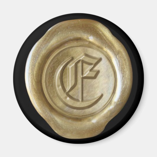 Wax Seal Monogram Magnet - Gold - Oud Engels - (Voorkant)