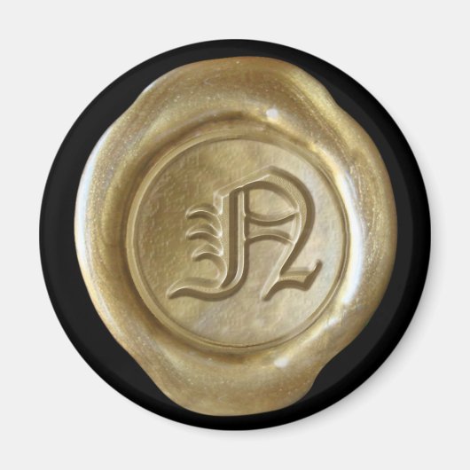 Wax Seal Monogram Magnet - Gold - Oud Engels - (Voorkant)