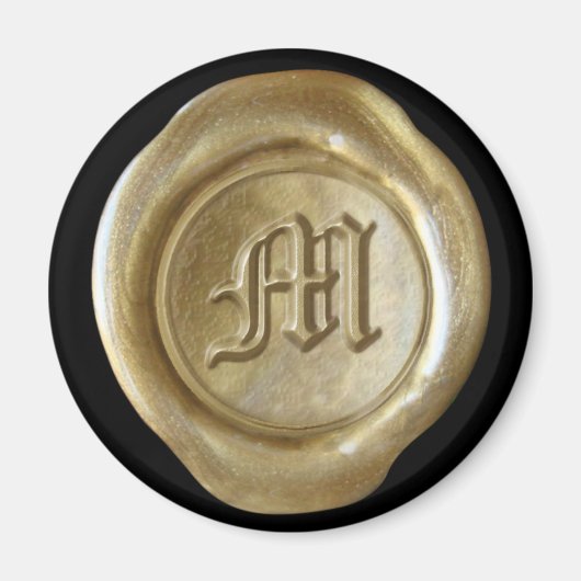 Wax Seal Monogram Magnet - Gold - Oud Engels - (Voorkant)