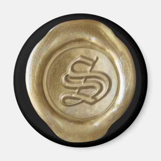 Wax Seal Monogram Magnet - Gold - Oud Engels - (Voorkant)