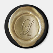 Wax Seal Monogram Magnet - Gold - Script Style - (Voorkant)
