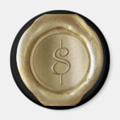 Wax Seal Monogram Magnet - Gold - Script Style (Voorkant)