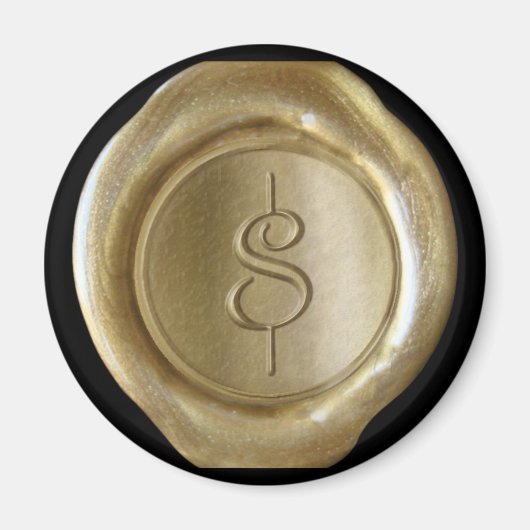 Wax Seal Monogram Magnet - Gold - Script Style (Voorkant)
