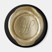 Wax Seal Monogram Magnet - Gold - Script Style - (Voorkant)