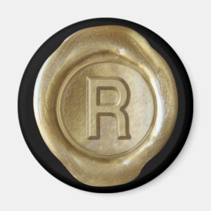 Wax Seal Monogram Magnet - Gold - Vette stijl -