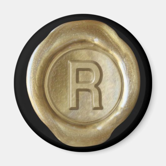 Wax Seal Monogram Magnet - Gold - Vette stijl - (Voorkant)