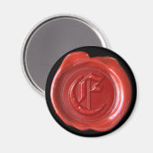 Wax Seal Monogram Magnet - Rood - Oud Engels - (Voorkant / Achterkant)