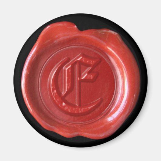 Wax Seal Monogram Magnet - Rood - Oud Engels - (Voorkant)
