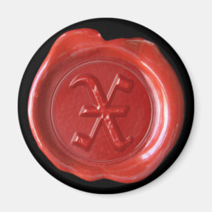 Wax Seal Monogram Magnet - Rood - Oud Engels -