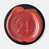 Wax Seal Monogram Magnet - Rood - Oud Engels - (Voorkant)